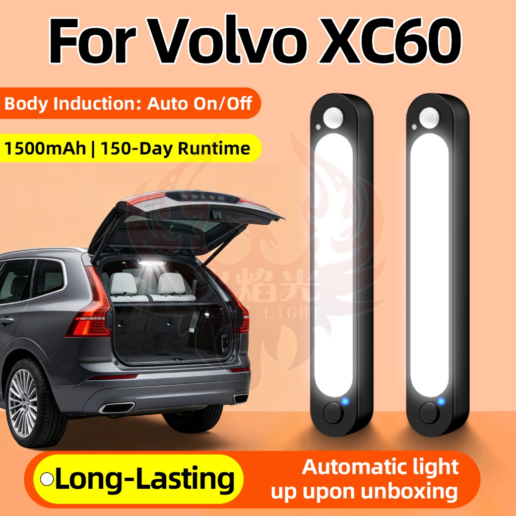 สําหรับ Volvo XC60 รถลําต้นแสงอ่านหนังสือแสงภายใน การเคลื่อนไหว เซ็นเซอร์ โคมไฟ นํา แม่เหล็กไม่มีการเจาะอัตโนมัติเปิดปิดง่ายเมาแสงสดใสสําหรับขนาดกะทัดรัด รถเอสยูวี ทุ