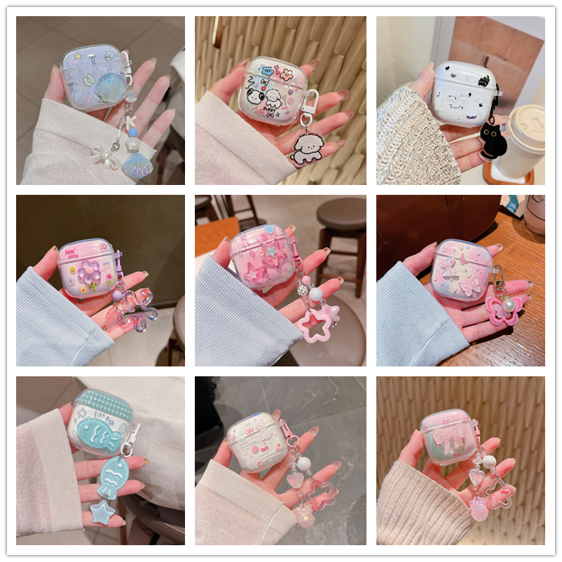 สําหรับ Huawei FreeClip 2 กรณี Soft TPU โปร่งใสฝาครอบป้องกันพร้อมจี้หรูหรา