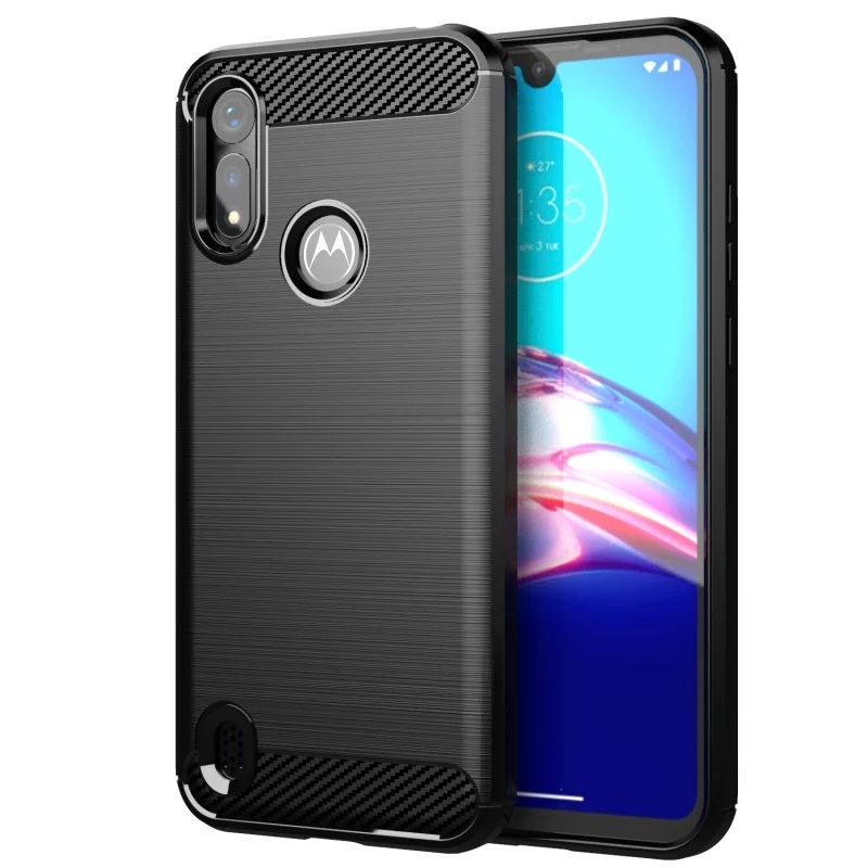 คาร์บอนไฟเบอร์อ่อนสําหรับ Moto E6i Motorola E6S 2020 กันกระแทกสําหรับ moto e6s 2020 แปรง Texture Cas