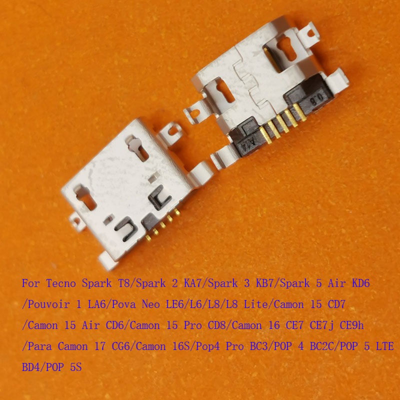 10-100Pcs ปลั๊ก Usb สําหรับ Tecno Spark 2 3 T8 5 Air Camon 15 Pro 16 17 16S Pop 4 5S Pova Neo L6 L8 