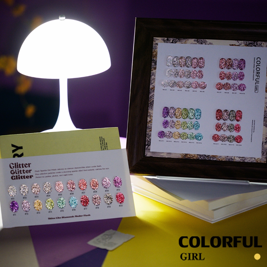 【พร้อมส่ง】💅 Colorful Girl สีเจลแฟลช 20 สี✨ เนื้อเจลวิ้งละเอียด สีแน่น เงางาม ติดทนนาน แถมชาร์ทสี💎