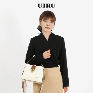 สั่งเพิ่ม ลดราคามากๆ UIRU กระเป๋าสะพายข้างสไตล์เกาหลี ลวดล้อมสองสี คลิปโลหะสวยงาม วัสดุหนังนุ่ม
