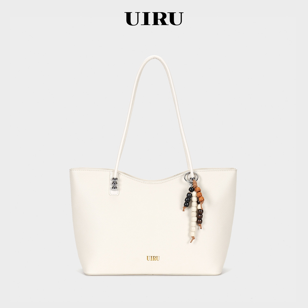 UIRU กระเป๋าทอท์สไตล์เกาหลี จี้ลูกปัดหลายสี สำหรับทำงาน/เดินทาง/แม่บ้าน