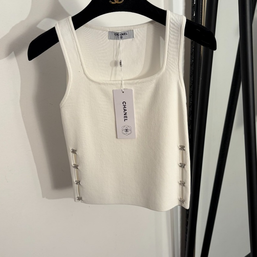 2025 (มีแท็ก)ค** ผู้หญิงเสื้อยืดใหม่เสื้อกล้ามสายเดี่ยวทีคอกลมถักสําหรับฤดูร้อนฤดูใบไม้ผลิ0329