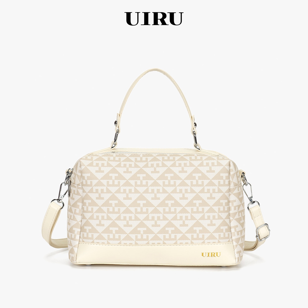 UIRU กระเป๋าบอสตันผู้หญิง ลายโลโก้สไตล์แฟชั่น วัสดุคุณภาพสูง