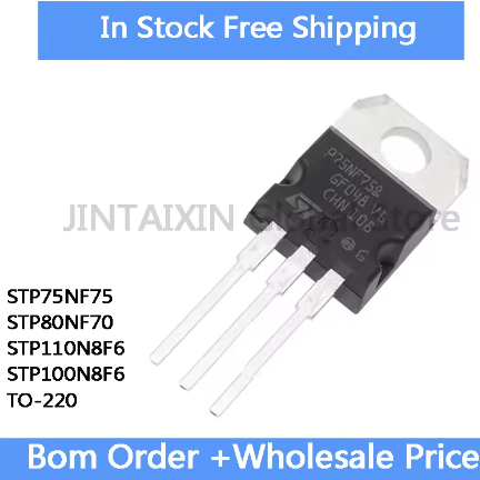 5PCS STP75NF75 STP80NF70 STP110N8F6 STP100N8F6 TO-220 IC ในสต็อกขายส่ง
