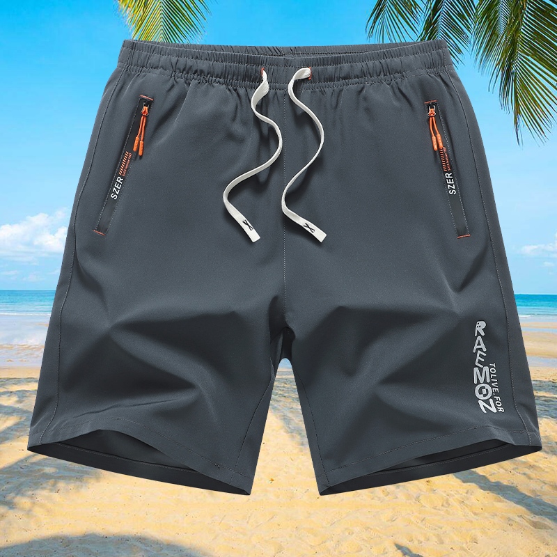 [Wear40-120KG] M-8XL ขนาดใหญ่หลวมฤดูร้อนกางเกงขาสั้นบางผู้ชาย Quick-Drying Breathable พิมพ์กีฬากางเกงลําลองชายหาด