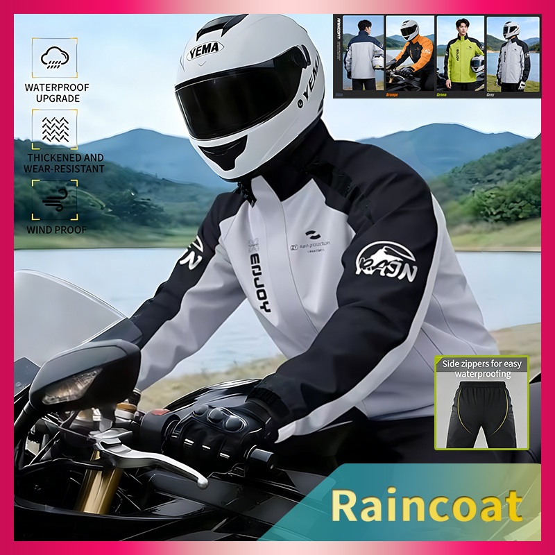 เสื้อกันฝนมอเตอร์ไซค์กันน้ํา 5 ขนาด ชุดสูทพร้อมกางเกง สําหรับผู้ชายผู้หญิง ใช้กลางแจ้ง