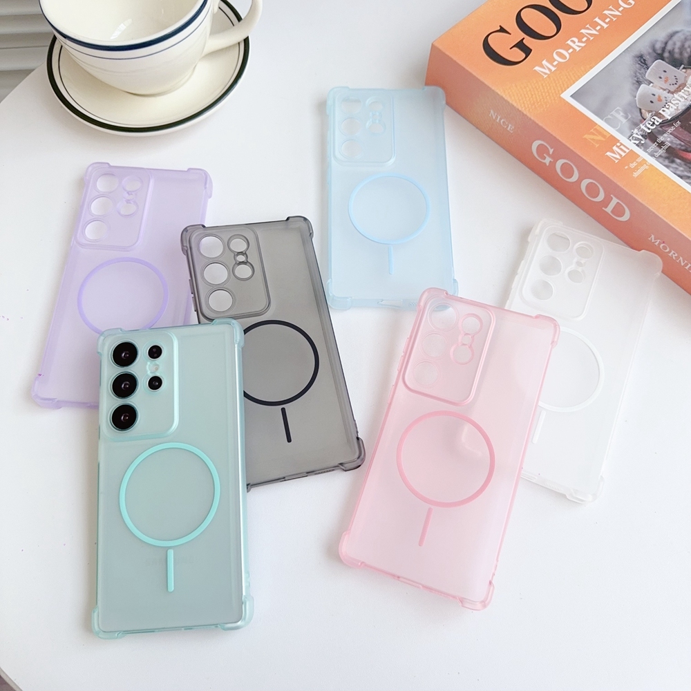 สีสด Frosted Clear Soft TPU สําหรับ Samsung Galaxy S26 S22 S23 S24 S25 Ultra S26 Plus ชาร์จแม่เหล็กฝาครอบโทรศัพท์