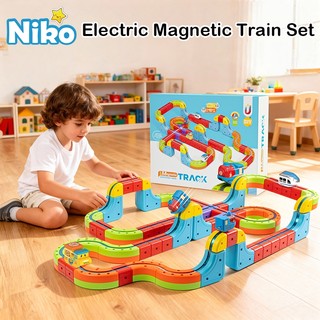 NIKO Electric Magnetic Track Train Toys Set Magnetic Building Block Train 3D Racing Track Set For Kids Boys Girls Birthday Gifts