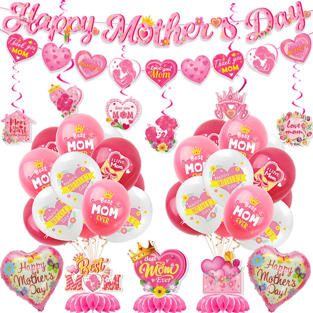Happy Mothers Day Party Supplies Mothers Day Banner เค้ก Topper ตกแต่งชุดที่ไม่ซ้ํากันสําหรับแม่