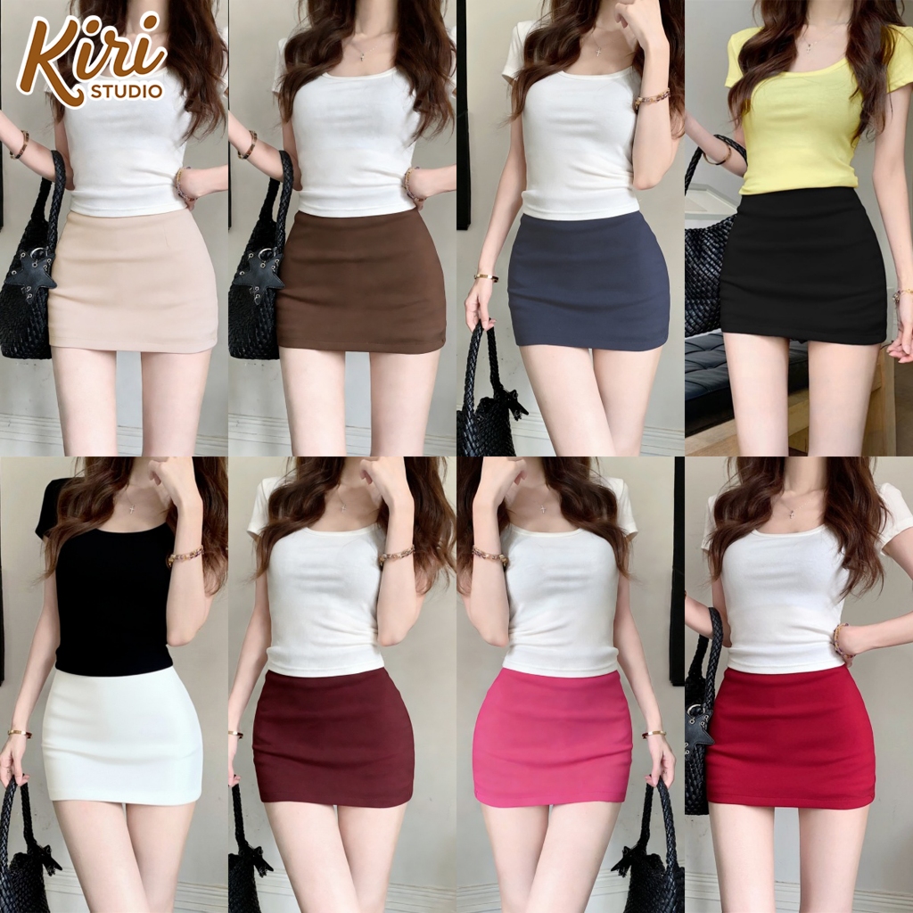 10สี กระโปรงสั่น กระโปรง ขนาด S-3XL ดุผอม มินิมอล ทรงเอ คลาสสิก#303354