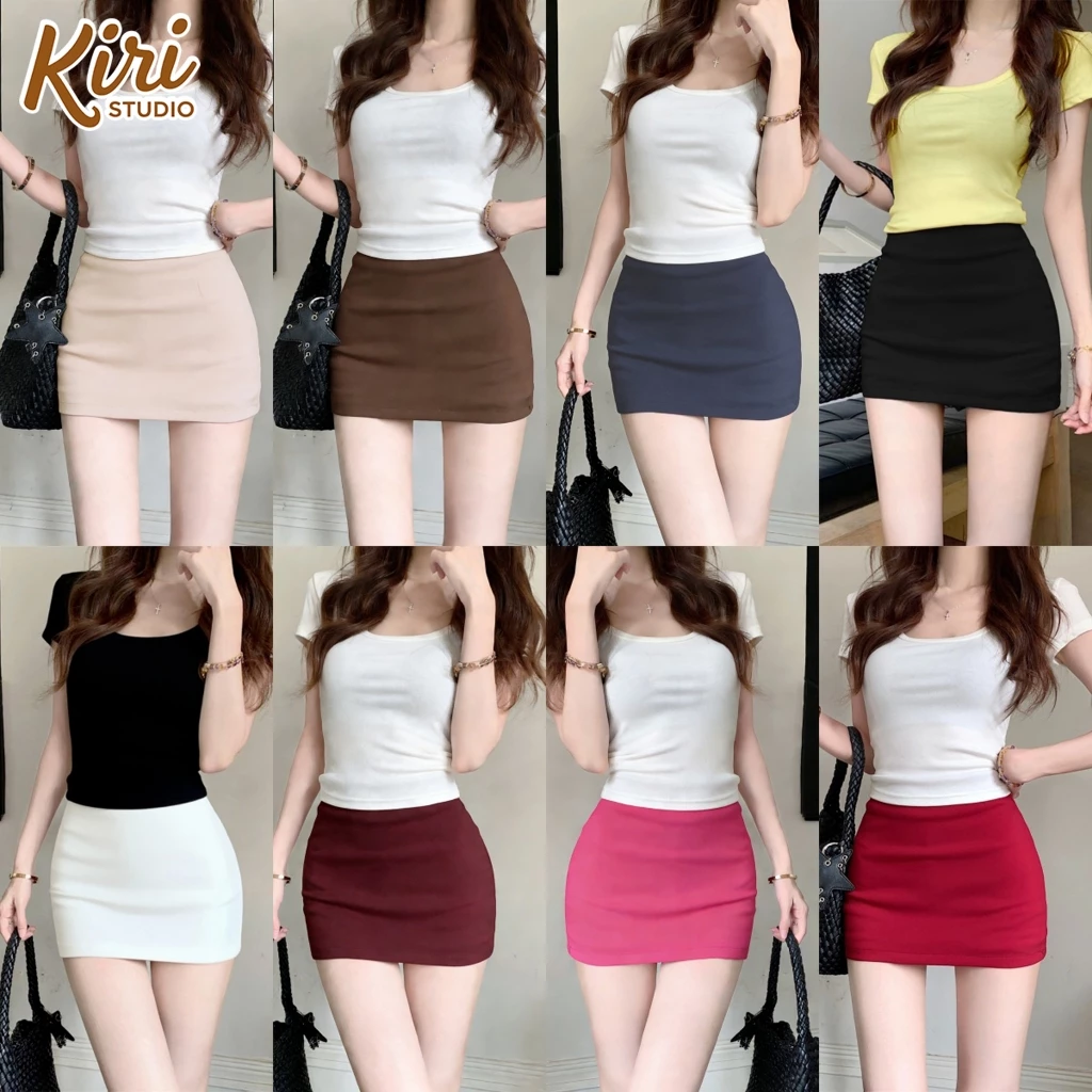 10สี กระโปรงสั่น กระโปรง ขนาด S-3XL ดุผอม มินิมอล ทรงเอ คลาสสิก#303354