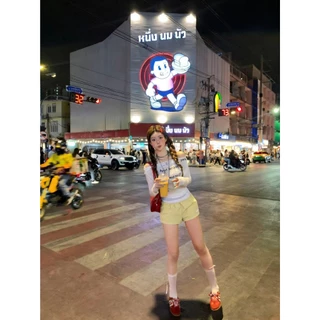 Fariy🍒คลังสินค้าพร้อม🍒 กางเกงขาสั้นผ้าไหมน้ำแข็งเนื้อบางเบา แห้งเร็ว กันแดด สีสันสดใส สำหรับผู้หญิงตัวเล็ก เหมาะสำหรับฤดูร้อน