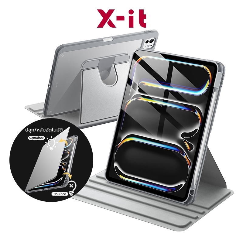 [x-it]ขายึดแผงหลังอะคริลิค/เคสป้องกันปลุกอัตโนมัติสําหรับ iPad Air 8-11 นิ้ว  M4  GEN11 Air7/6/5/4 10.2/10.9 Pro11/13 เคส iPad