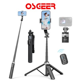 [OSGEER] ขาตั้งกล้องเซลฟี่ 3-in-1 พร้อมรีโมทบลูทูธ, ยืดหดได้, สากลสําหรับโทรศัพท์, ขาตั้งสตรีมสดแบบพกพา