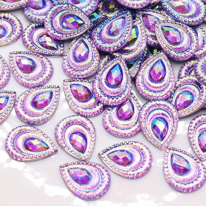 50PCS 1.31.8 ซม.AB สี Drop นกยูง Eye Flatback เรซิ่น Rhinestone Appliques Bling เงา DIY หัตถกรรมงานแต่งงานสมุดภาพเครื่องประดับทําอุปกรณ์