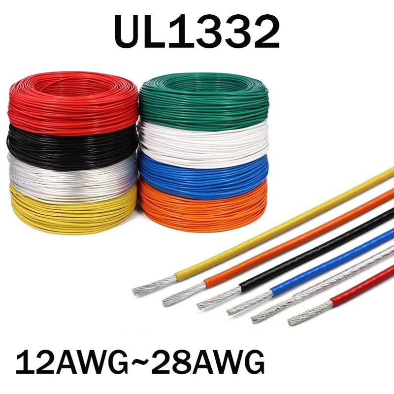 5M/10M PTFE ลวด 30/28/26/24/22/20/18AWG UL1332 FEP ฉนวนพลาสติกอุณหภูมิสูงสายทองแดงอิเล็กทรอนิกส์