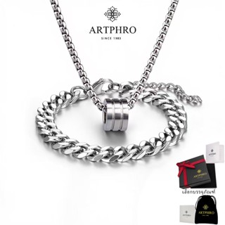 สร้อยข้อมือและสร้อยคอลำกลม titanium steel สำหรับผู้ชาย - สไต…