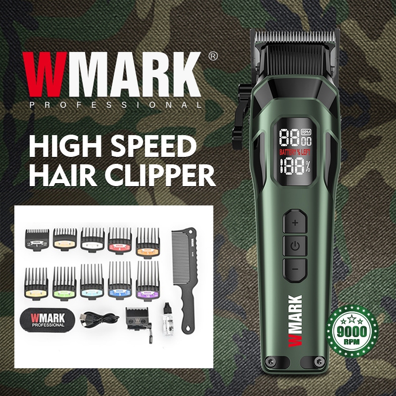 ปัตตาเลี่ยนผมไฟฟ้ามืออาชีพ WMARK NG-8080 มอเตอร์ความเร็วสูง 9000RPM Dual Gradient Fade Blade Trimmer