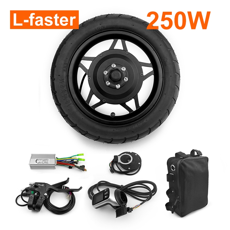 ชุดแปลงมอเตอร์ไฟฟ้าไม่มีแปรงสำหรับจักรยาน ขนาดวงล้อ 250w 12 นิ้ว กับ_hub_motor_และจอแสดงผลLCD