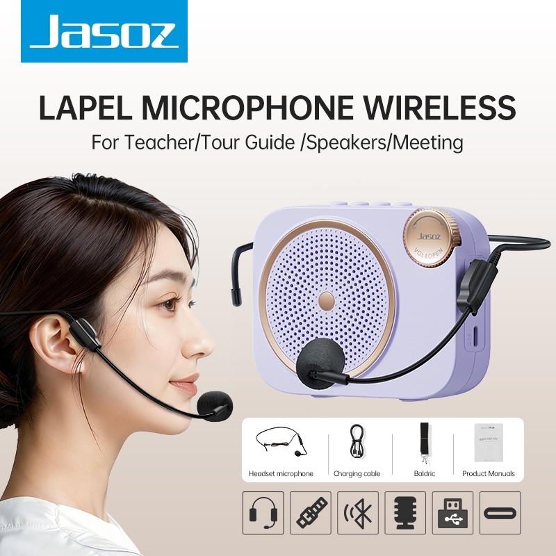 Jasoz 10W speaker 1800mAh เครื่องขยายเสียงแบบพกพา ติดตั้งไมโครโฟน ลําโพง ครูสอนปกไมโครโฟน ส่งจาก กทม