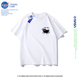 NASA เสื้อยืดชายหญิงแขนสั้น สไตล์ลำลอง summer วิ่งลูกแมว พิมพ์ลาย คอตตอน คอกลม หลวมและระบายอากาศ