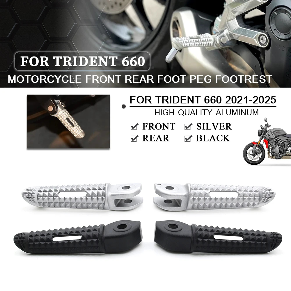 อลูมิเนียมด้านหน้าด้านหลังพักเท้าสําหรับ Triumph Trident 660 Daytona 660 Tiger Sport 660 Speed Twin 1200 2021-2025
