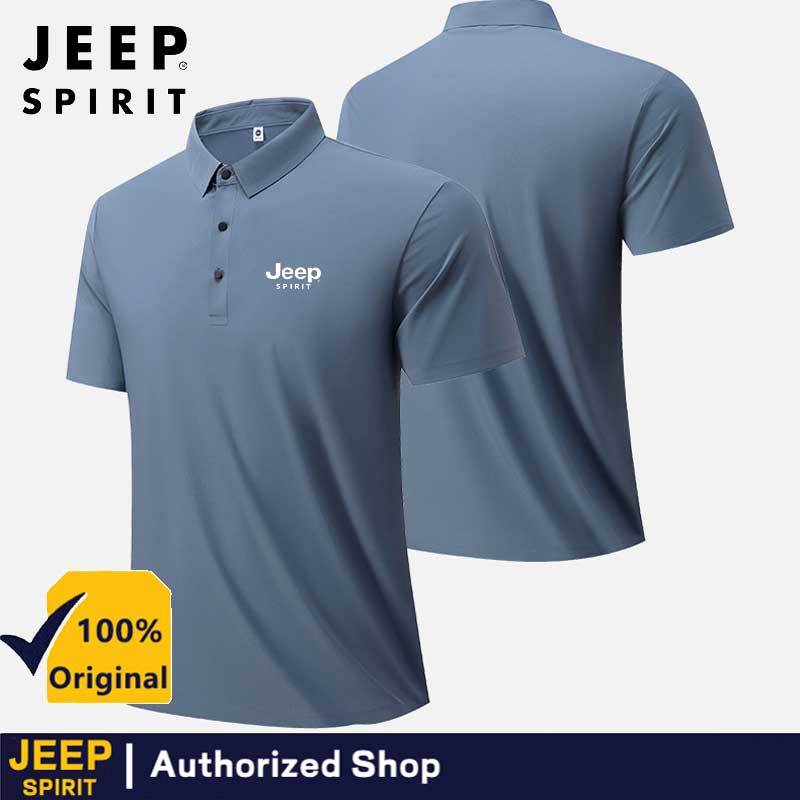 Jeep Spirit เสื้อโปโลแขนสั้นสำหรับผู้ชาย สไตล์เดินทางและทำงานในหน้าร้อน ผลิตจากผ้าไหมน้ำแข็งคุณภาพเยี่ยม ปราศจากการเชื่อมต่อ และมาพร้อมโทนสีทึบ