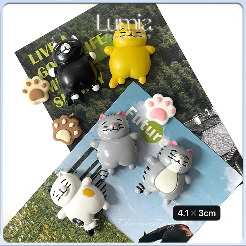 แมวอ้วน8ชิ้นแม่เหล็กติดตู้เย็น/อุปกรณ์ตกแต่งตู้/เครื่องประดับ3ง/กระดานข้อความ/สติกเกอร์เอกสารสํานักงาน/อาหารจําลอง/สติกเกอร์ตู้เย็นน่ารัก/ของขวัญเด็ก