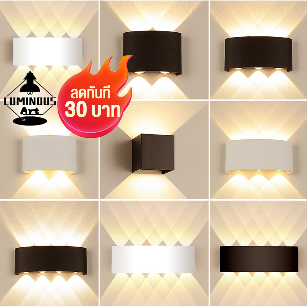 LA โคมไฟติดผนังอลูมิเนียมLEDกลางแจ้งที่เรียบง่ายทันสมัยIP65ไฟกลางคืนกันน้ํา 220V 4Wโคมไฟติดผนังในร่ม
