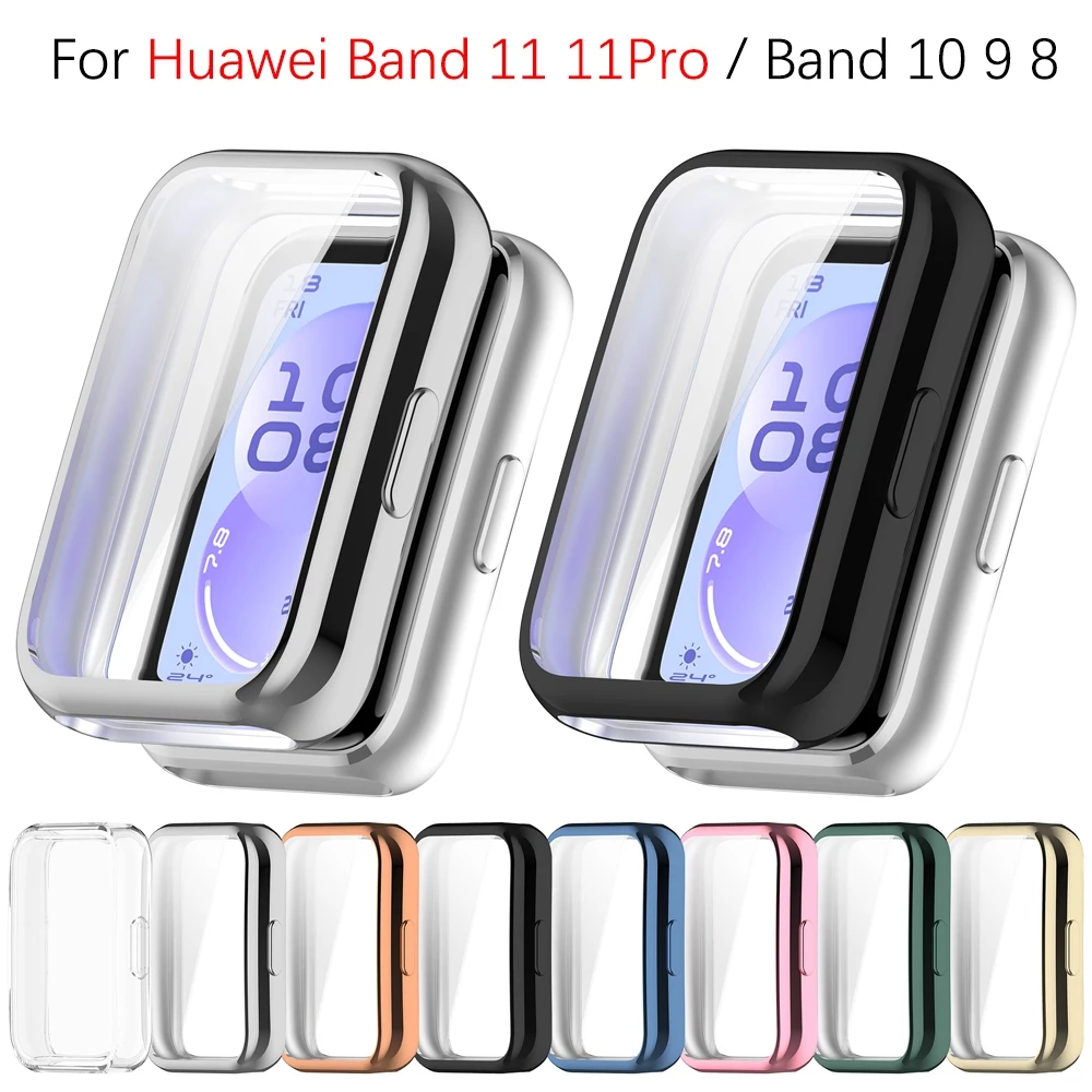ป้องกันหน้าจอสําหรับ Huawei band 11/11Pro Full Coverage กันชน Soft TPU ป้องกันกรณีสําหรับ Huawei band 10/9/8 อุปกรณ์เสริม