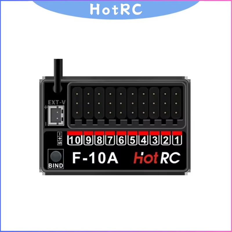 HotRC 10CH 2.4GHz F-10A PWM Receiver ใช้งานร่วมกับ CT-10B HT-10A เครื่องส่งสัญญาณสําหรับรถยนต์ RC เร