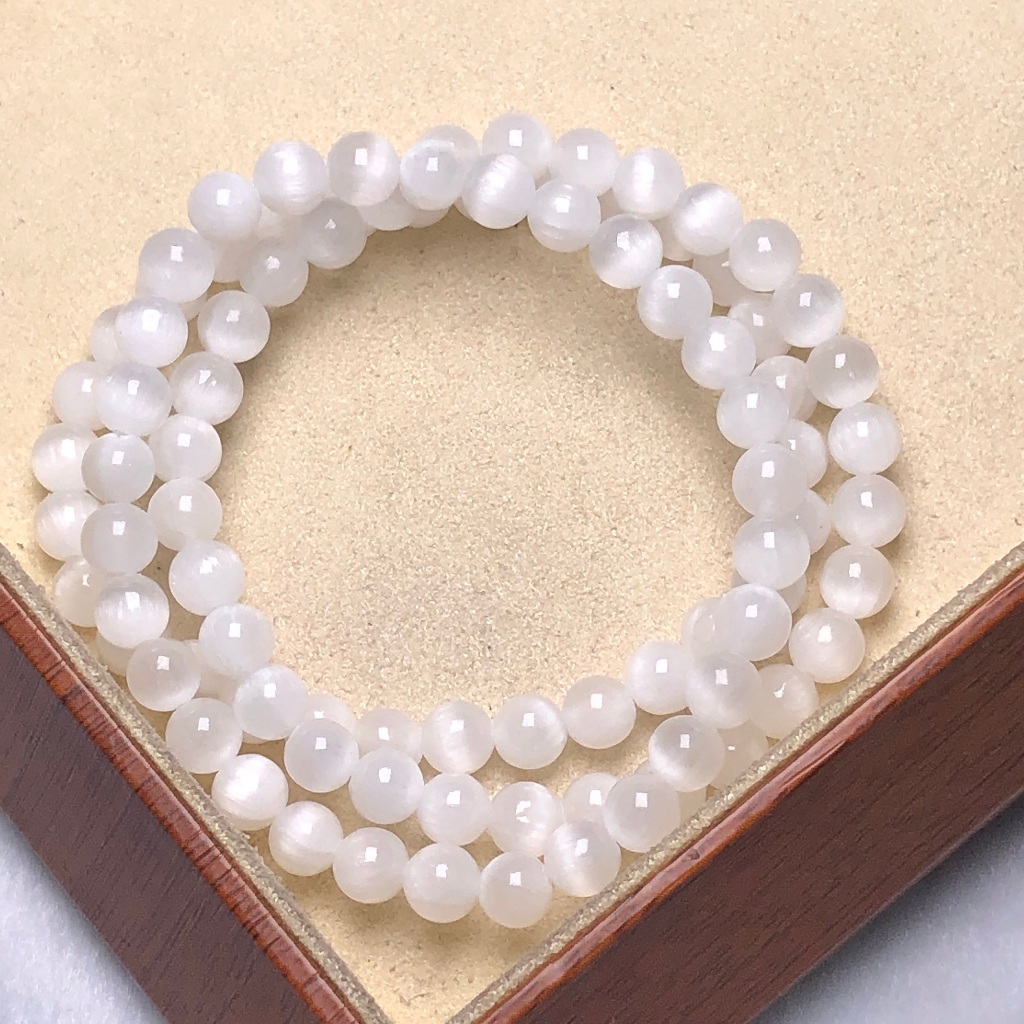 สร้อยข้อมือมินิมอล เซเลนส์ไนท์ ขนาด 6 มม. กะทัดรีบ พร้อมแสงจันทร์เรืองแสง