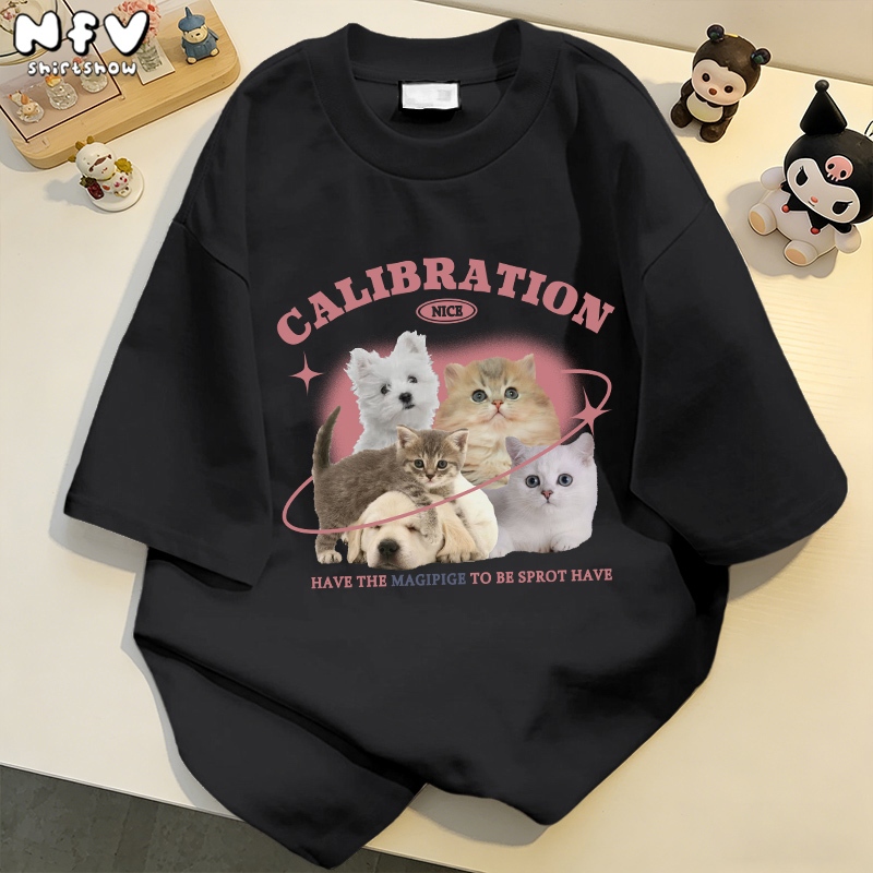 NFV มาใหม่💖ลายพิมพ์สัตว์เล็ก เสื้อยืดแขนสั้นคอกลม ผ้าฝ้ายแท้ เนื้อผ้านุ่ม ใส่สบายไม่รัดตัว YG134