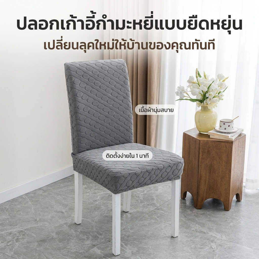 ผ้าคลุมเก้าอี้หนายืดหยุ่นสากลที่ถอดออกได้ล้างทําความสะอาดได้เก้าอี้ปก