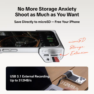 PGYTECH RetroVa Grip Kit สําหรับ iPhone 16/17 Pro/Pro Max เคสสไตล์วินเทจพร้อมเลนส์เทเลโฟโต้ 2.35x, กริปชัตเตอร์บลูทูธ, เกลียว 1/4"-20, ช่องเสียบ MicroSD, คอลลาร์สำหรับขาตั้งกล้อง และสายสะพายข้าง