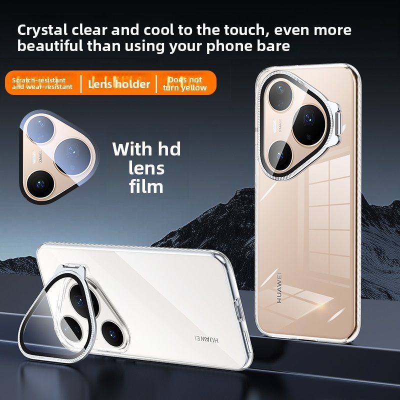 สําหรับ Huawei Pura 80 Ultra 70 80 90 Pro 90S Pro Max ที่มองไม่เห็นสไตล์โปร่งใสพร้อมเลนส์ผู้ถือโลหะป้องกันปกหลังสําหรับ Huawei Pura 80 70 เคสโทรศัพท์