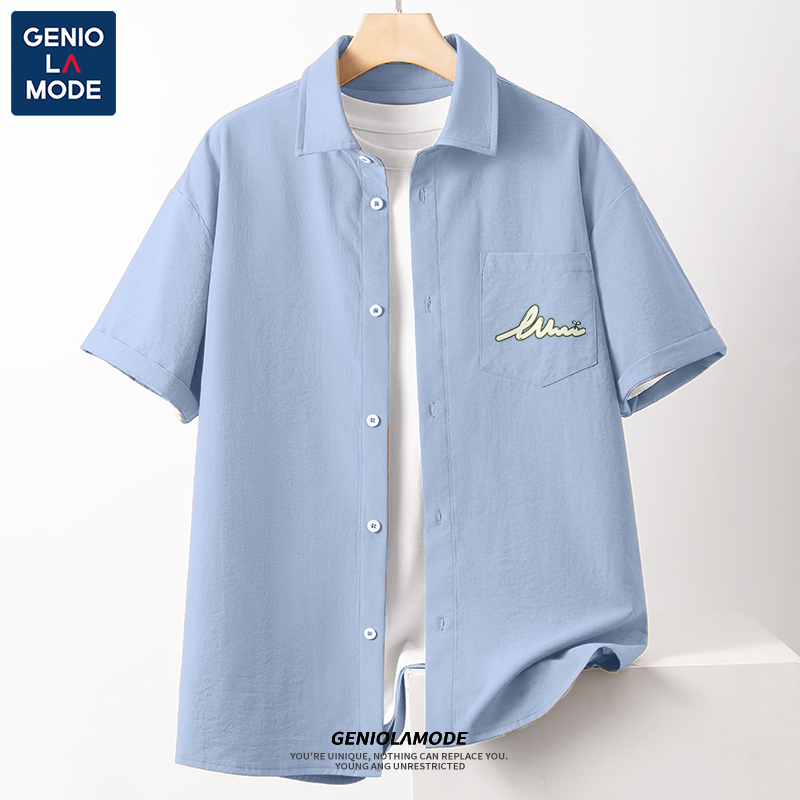 GENIO LAMODE เสื้อนักศึกษา Ice Silk แขนสั้น ไซส์ใหญ่ ลุคนักเรียนนักศึกษา ระบายอากาศดี เปลี่ยนคืนได้ M-5XL