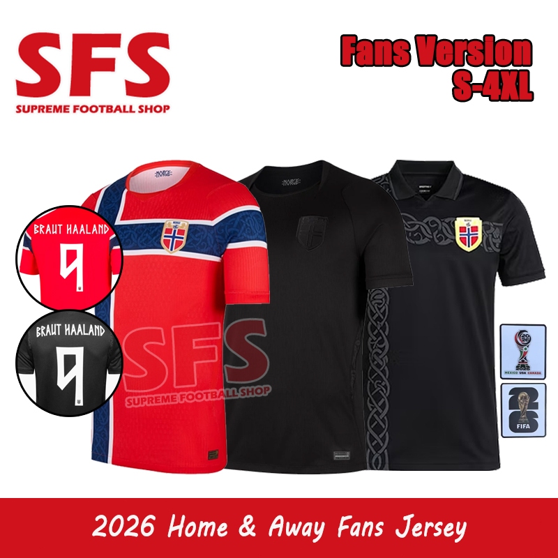 SFS 2026 นอร์เวย์ฟุตบอลเสื้อฟุตบอลกีฬาแฟนๆรุ่น S-4XL