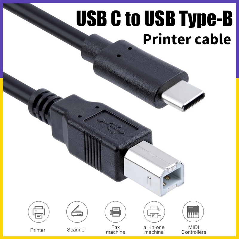 Fast ShipUSB C ถึง USB Type B 2.0 สายเครื่องพิมพ์สําหรับ HP Canon Epson Dell เครื่องพิมพ์ Type C เครื่องสแกนเนอร์ข้อมูล Sync สายไฟ