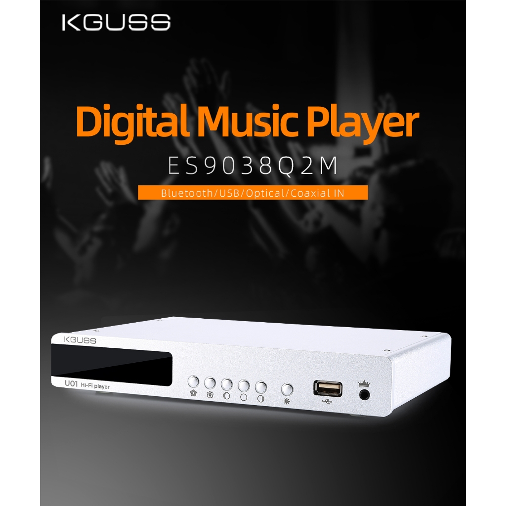 KGUSS U01 บลูทูธถอดรหัสดิจิตอลเครื่องเล่นเพลง USB Digital Turntable Fiber coaxial input ES9038Q2M DA