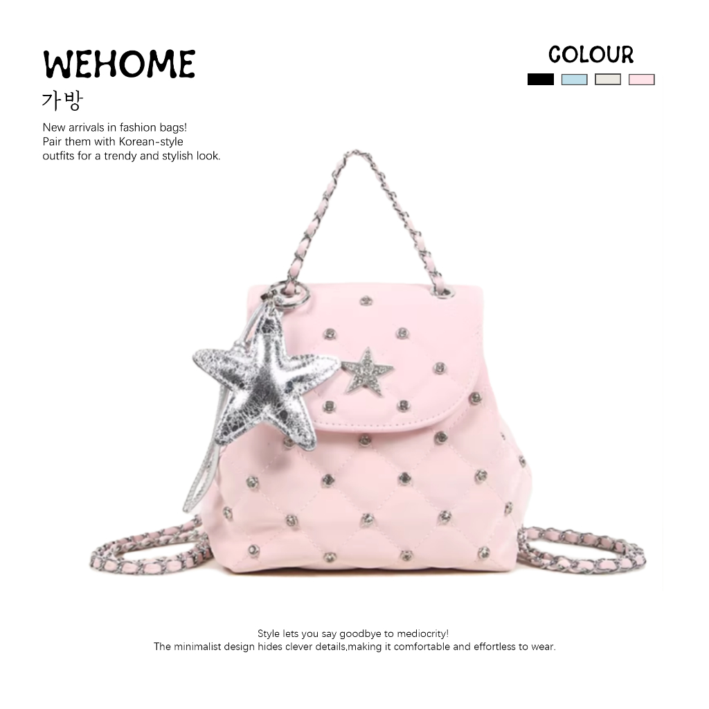 WEHOME Anna Bag สไตล์เกาหลี สไตล์หวาน เป้เป้สไตล์สาวๆ ลายจุด กระเป๋าเป้สะพายหลัง