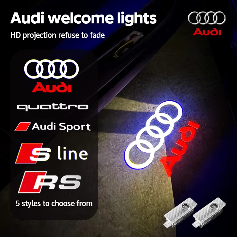 Led โลโก้รถประตูยินดีต้อนรับสําหรับ Audi A4 B5 B6 B7 B8 B9 A1 A3 8V 8P 8L A6 C5 C6 C7 A5 A7 A8 Q3 Q5