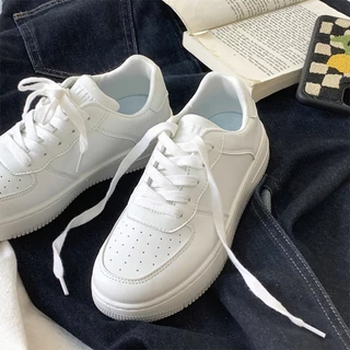 MiSTERY รองเท้าผ้าใบหนัง พื้นหนา รุ่น AIR สีขาว MIS-704