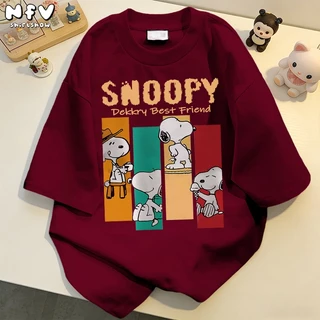 NFV แฟชั่นเกาหลี💕เสื้อยืด snoopy ใส่สบาย oversize ใส่สบายไม่รัดตัว ระบายอากาศ ผ้าคอตตอน 100% เนื้อผ้านุ่ม YG1254