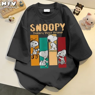 NFV แฟชั่นเกาหลี💕เสื้อยืด snoopy ใส่สบาย oversize ใส่สบายไม่รัดตัว ระบายอากาศ ผ้าคอตตอน 100% เนื้อผ้านุ่ม YG1254