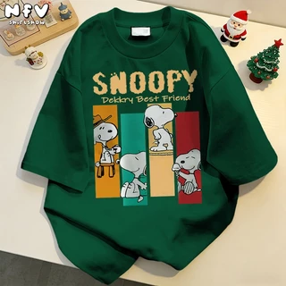 NFV แฟชั่นเกาหลี💕เสื้อยืด snoopy ใส่สบาย oversize ใส่สบายไม่รัดตัว ระบายอากาศ ผ้าคอตตอน 100% เนื้อผ้านุ่ม YG1254