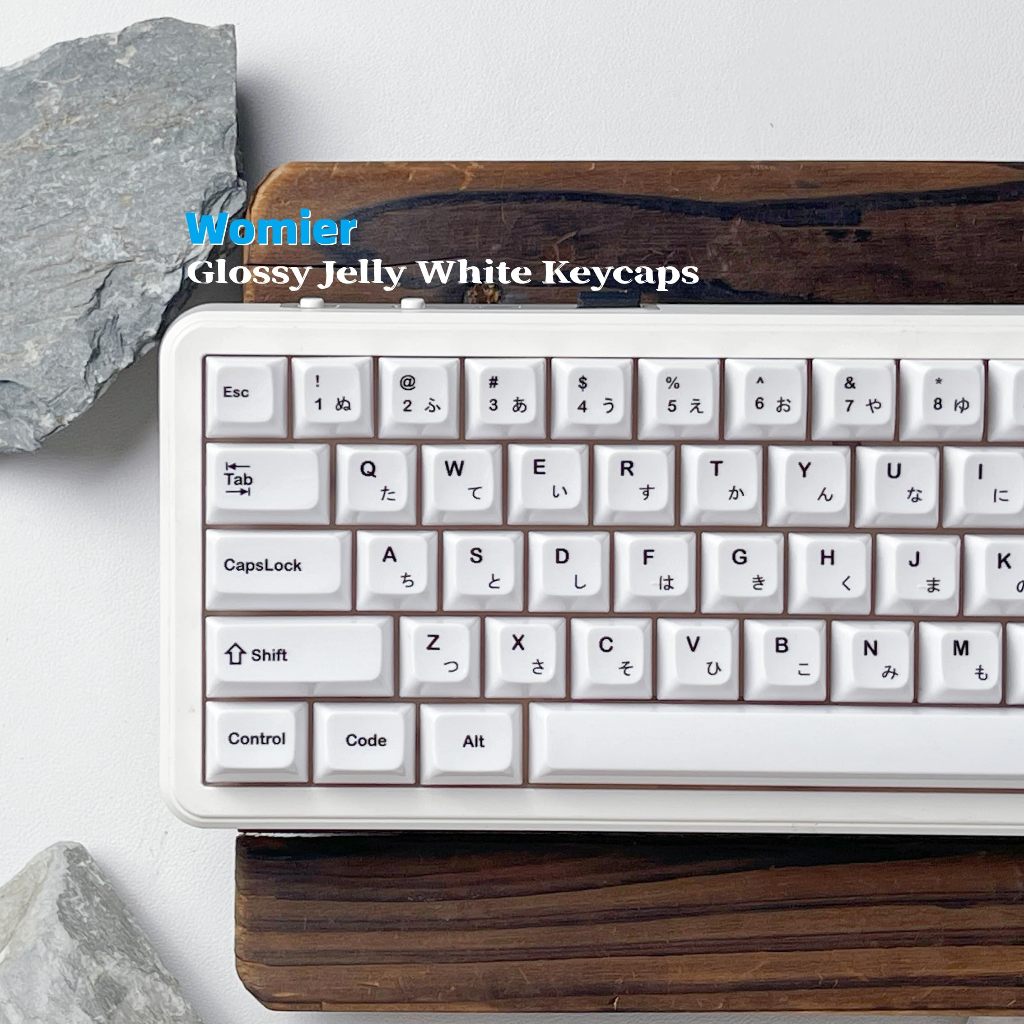 Glossy White Ceramic Jelly Keycaps 115 คีย์ MDA Profile PC ชุดปุ่มกดโปร่งแสงสําหรับ MX Switch คีย์บอ