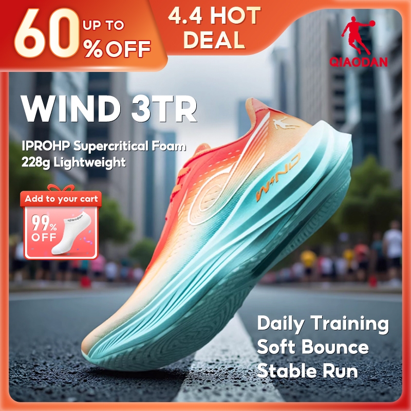 Qiaodan WIND 3TR Mens รองเท้าวิ่งการฝึกอบรมทุกวัน Soft Bounce Stable น้ําหนักเบา QDB023252297